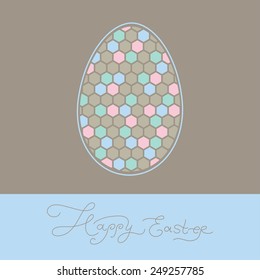 decorative egg of hexagons Easter postcard design