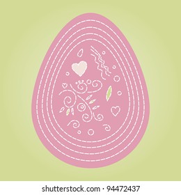 decorative egg with seams and floral pattern