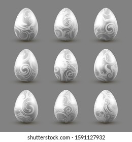 Decorative eggs for the holiday on a gray background in vector EPS10