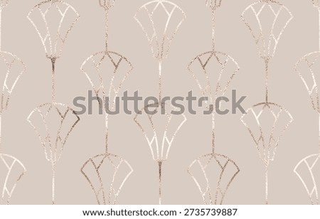 Decorative egyptian seamless pattern with pale gold fan ornament.