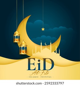 decorative eid al fitr festive celebration background vector