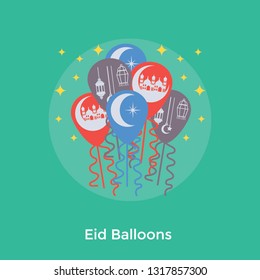 Decorative eid balloons icon design 