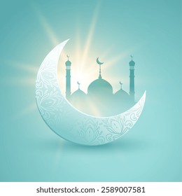 decorative eid mubarak religious backdrop with text space vector