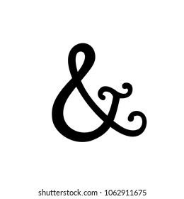 Decorative elegance custom ampersand on white background. Handwritten calligraphy. Isolated. Vector illustration. Great for wedding invitations, greeting cards, posters, placards