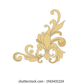 Elegancia decorativa patrones lujosos ilustración barroca de oro