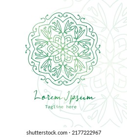 Decorative elegant floral circle badge logo vector illustration with dummy text on white background.