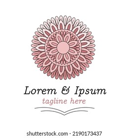 Decorative elegant floral circle badge logo vector illustration with dummy text on white background.