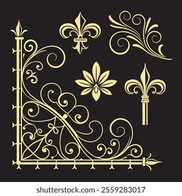 Decorative Elegant Floral Ornament Vector Set
