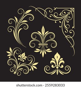 Decorative Elegant Floral Ornament Vector Set