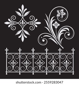 Decorative Elegant Floral Ornament Vector Set