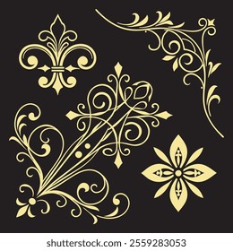 Decorative Elegant Floral Ornament Vector Set