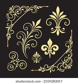 Decorative Elegant Floral Ornament Vector Set