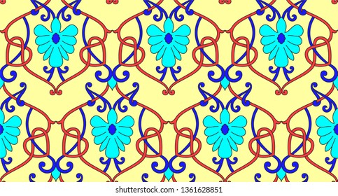 Decorative elegant floral wallpaper. Seamless vector repeat flowers pattern. Vector repeat elements background with multicolor leaves and flowers. Spring summer field of flowers pattern.