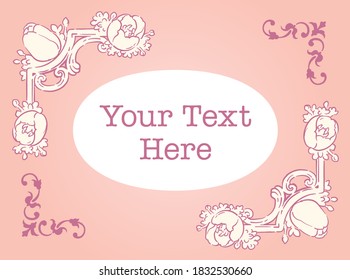 Decorative elegant frame with tulip flowers in antique and vintage style. Vector illustration.