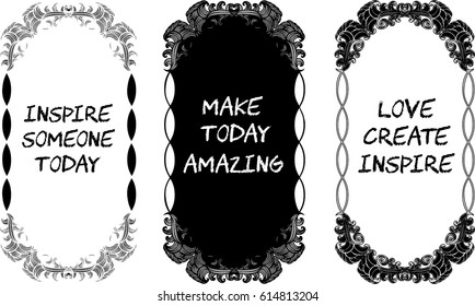 Decorative elegant frames with inspirational quotes. Vector illustration.