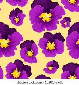 Decorative elegant pattern with flower of viola. Background for textile; book covers; manufacturing; wallpapers; print; gift wrap and scrapbooking