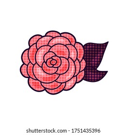 Decorative and elegant pink rose on a white isolated background. Vector.