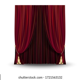 Decorative elegant red curtain background. Vector illustration