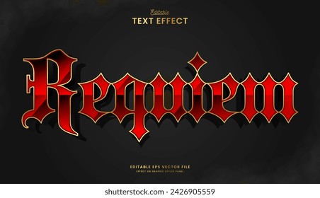 Dekorative elegante rote Gothic Requiem editierbare Texteffekt Vektor-Design