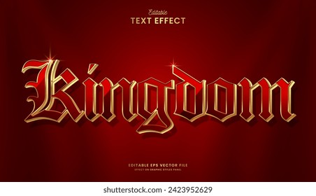 diseño vectorial de efecto de texto editable en el reino rojo elegante decorativo