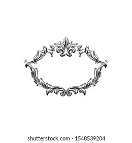 Decorative Elegant Royal Vintage Ornament In Baroque For Wedding Invitation Card Or Certificate. 