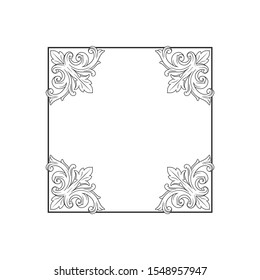 Decorative elegant royal vintage ornament in baroque for wedding invitation card or certificate.