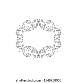 Decorative elegant royal vintage ornament in baroque for wedding invitation card or certificate.