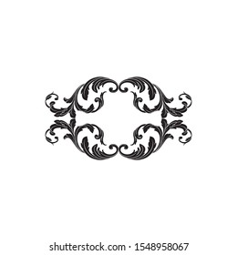 Decorative elegant royal vintage ornament in baroque for wedding invitation card or certificate.