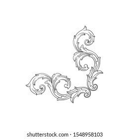 Decorative elegant royal vintage ornament in baroque for wedding invitation card or certificate.