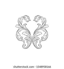 Decorative elegant royal vintage ornament in baroque for wedding invitation card or certificate.