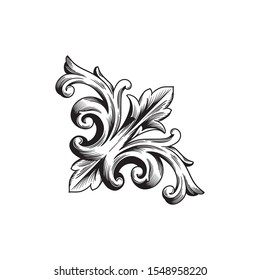 Decorative elegant royal vintage ornament in baroque for wedding invitation card or certificate.