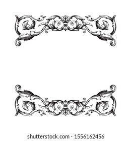Decorative elegant royal vintage ornament in baroque for wedding invitation card or certificate.