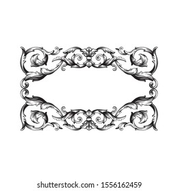 Decorative elegant royal vintage ornament in baroque for wedding invitation card or certificate.