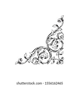 Decorative elegant royal vintage ornament in baroque for wedding invitation card or certificate.