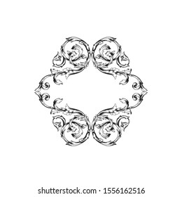 Decorative elegant royal vintage ornament in baroque for wedding invitation card or certificate.