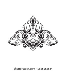 Decorative elegant royal vintage ornament in baroque for wedding invitation card or certificate.
