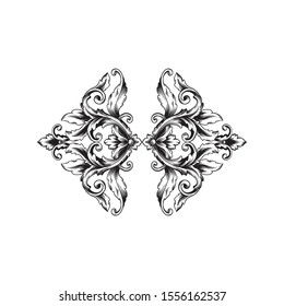 Decorative elegant royal vintage ornament in baroque for wedding invitation card or certificate.