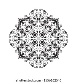 Decorative elegant royal vintage ornament in baroque for wedding invitation card or certificate.