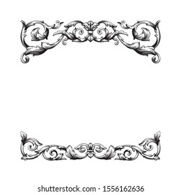 Decorative elegant royal vintage ornament in baroque for wedding invitation card or certificate.