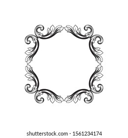 Decorative elegant royal vintage ornament in baroque for wedding invitation card or certificate.