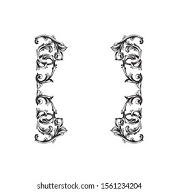 Decorative elegant royal vintage ornament in baroque for wedding invitation card or certificate.
