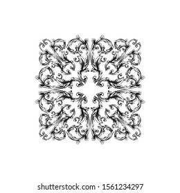 Decorative elegant royal vintage ornament in baroque for wedding invitation card or certificate.