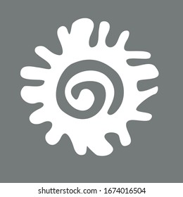 Decorative element with abstract flower. Simple vector silhouette sun. 