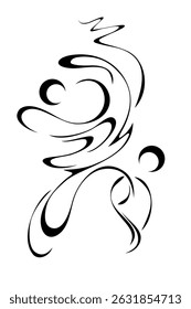 decorative element with abstract ornament with curved smooth lines and stylized leaves; graphic design