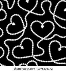 Decorative element from ball design. Seamless pattern. Beautiful chain of beads. Jewelry black-white background, texture. Garlands with balls. Beads necklace pattern for decoration and covering 
