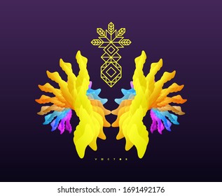 Decorative element for banner, card, poster or web design. Vector art illustration with dynamic effect. 