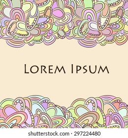 Decorative element border. Abstract invitation card. Template wave design for card.