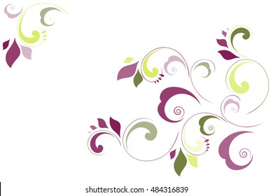 Decorative element border. Floral pattern of flowers and leaves. Fashion background. 