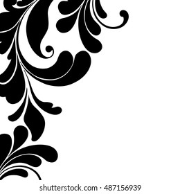 Decorative element border. Floral pattern of flowers and leaves. 