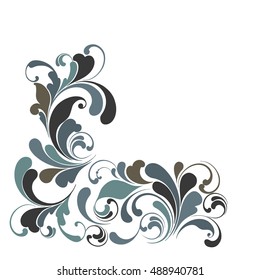 Decorative element border. Floral pattern of flowers and leaves. Fashion background.